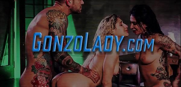  Busty gonzo bitch gets tongued and slammed